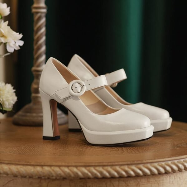 Chiko Janaki Square Toe Chunky Heels Pumps - Image 2