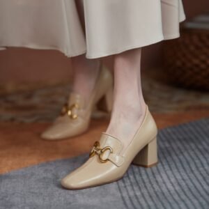 Chiko Crystalin Square Toe Block Heels Loafer