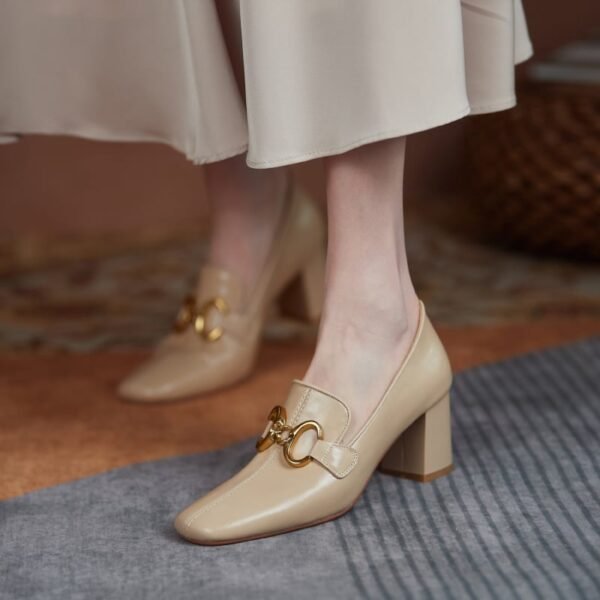 Chiko Crystalin Square Toe Block Heels Loafer