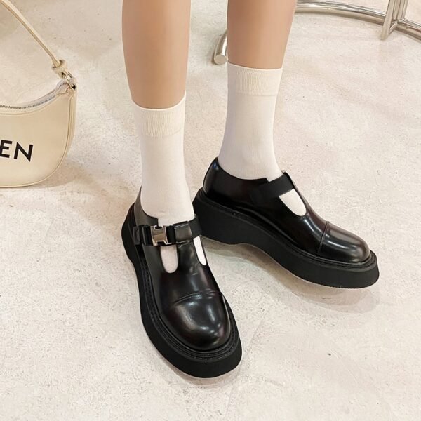 CHIKO Veridiana Round Toe Block Heels T-Strap Shoes