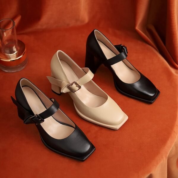 CHIKO Roxane Square Toe Block Heels Mary Jane Shoes