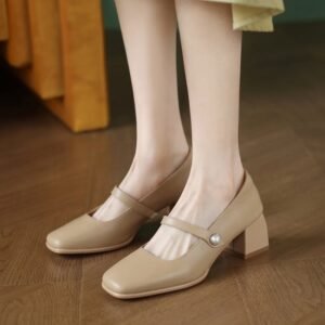 CHIKO Kassia Square Toe Block Heels Mary Jane Shoes