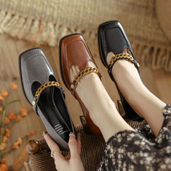 CHIKO Halina Square Toe Block Heels T-Strap Shoes - Image 2