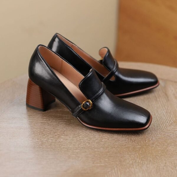 CHIKO Mahila Square Toe Block Heels Loafers Shoes - Image 2