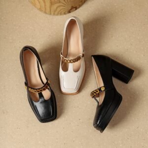 CHIKO Kaleigh Square Toe Block Heels Pumps Shoes