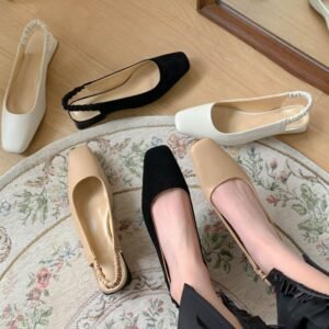 CHIKO Niranjana Square Toe Block Heels Slingback Shoes