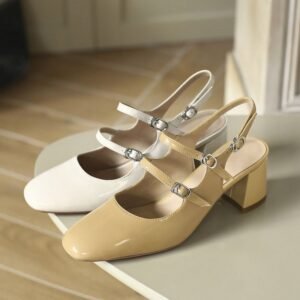 CHIKO Alastrina Square Toe Block Heels Slingback Shoes