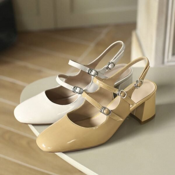 CHIKO Alastrina Square Toe Block Heels Slingback Shoes