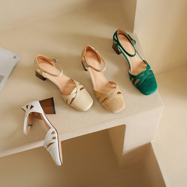 CHIKO Abelardo Square Toe Block Heels Pumps Shoes