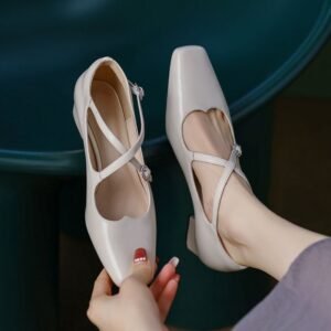 CHIKO Buena Square Toe Block Heels Mary Jane Shoes