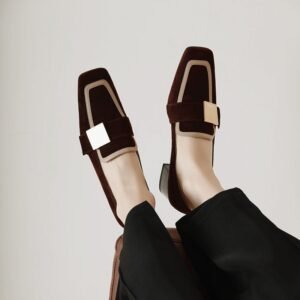 CHIKO Diomira Square Toe Block Heels Loafers Shoes