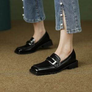 CHIKO Luzmaria Square Toe Block Heels Loafers Shoes