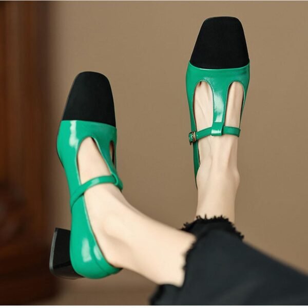 CHIKO Madeira Square Toe Block Heels T-Strap Shoes