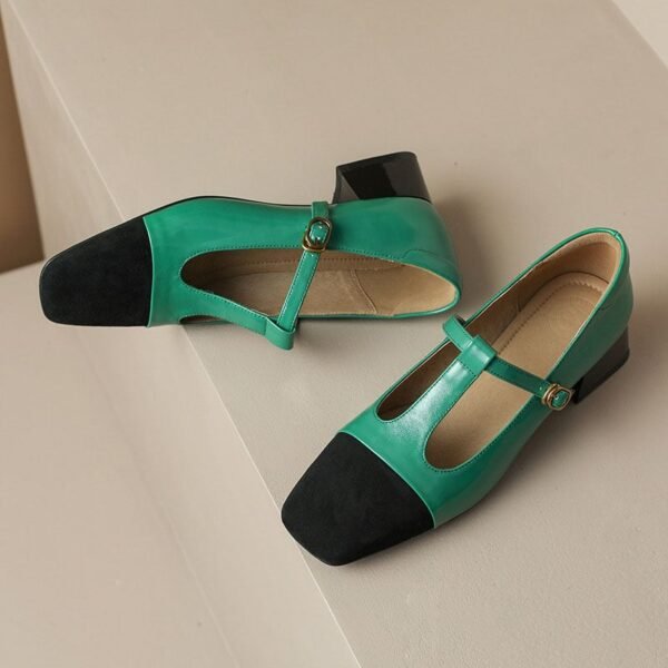 CHIKO Madeira Square Toe Block Heels T-Strap Shoes - Image 2