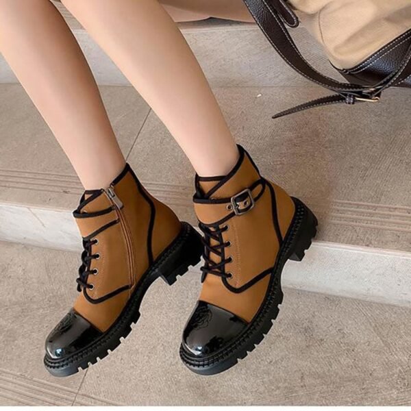 CHIKO Marisabela Round Toe Block Heels Ankle Boots