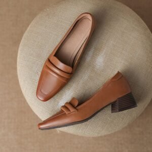 CHIKO Gertrudes Square Toe Block Heels Loafers Shoes