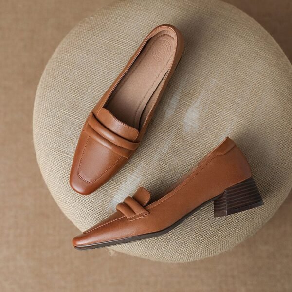 CHIKO Gertrudes Square Toe Block Heels Loafers Shoes