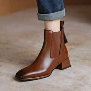 CHIKO Grisela Square Toe Block Heels Ankle Boots