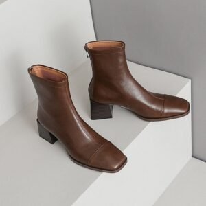 CHIKO Henar Square Toe Block Heels Ankle Boots