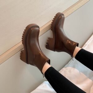 CHIKO Jamecia Square Toe Block Heels Ankle Boots