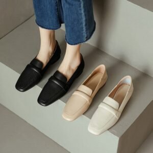 CHIKO Nelia Square Toe Block Heels Loafers Shoes
