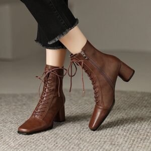 CHIKO Morganda Square Toe Block Heels Ankle Boots