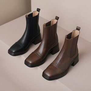 CHIKO Nilda Square Toe Block Heels Ankle Boots