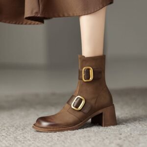 CHIKO Patia Round Toe Block Heels Ankle Boots