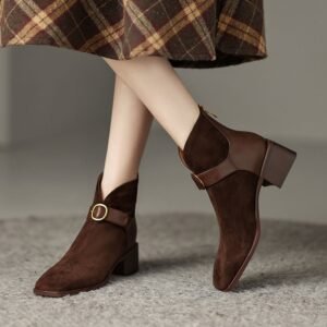 CHIKO Parmenias Square Toe Block Heels Ankle Boots