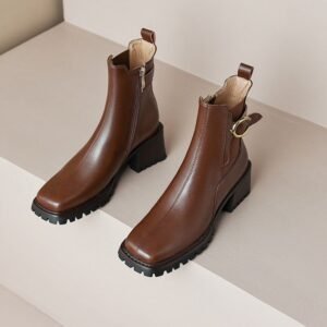 CHIKO Osane Square Toe Block Heels Ankle Boots