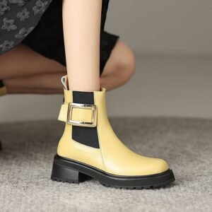 CHIKO Pancha Round Toe Block Heels Ankle Boots