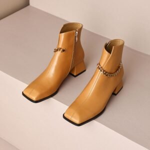 CHIKO Solana Square Toe Block Heels Ankle Boots