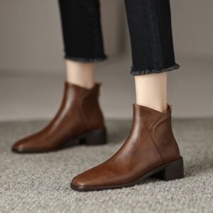 CHIKO Senona Square Toe Block Heels Ankle Boots