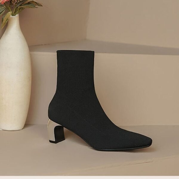CHIKO Valencia Square Toe Curve Heels Ankle Boots - Image 2