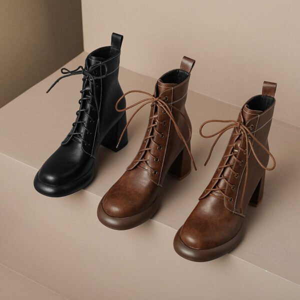 CHIKO Prudenciana Round Toe Block Heels Ankle Boots - Image 2