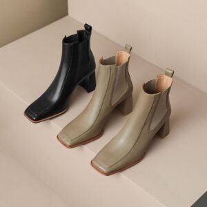 CHIKO Piedad Square Toe Block Heels Ankle Boots