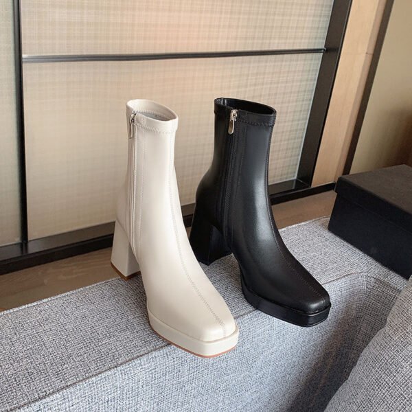 CHIKO Rudecinda Square Toe Block Heels Ankle Boots - Image 2