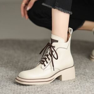 CHIKO Riya Round Toe Block Heels Ankle Boots