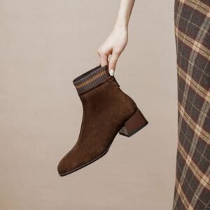 CHIKO Ricarda Square Toe Block Heels Ankle Boots
