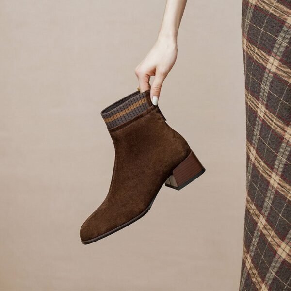 CHIKO Ricarda Square Toe Block Heels Ankle Boots
