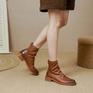 CHIKO Sagrario Round Toe Block Heels Ankle Boots