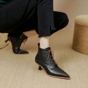 CHIKO Salvia Pointy Toe Kitten Heels Ankle Boots