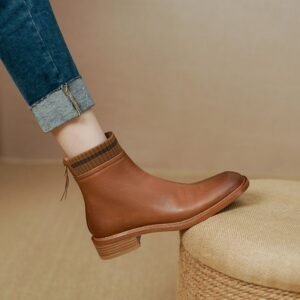 CHIKO Rosalyn Round Toe Block Heels Ankle Boots