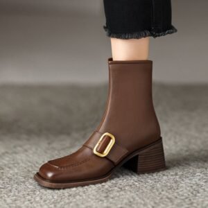 CHIKO Salinas Square Toe Block Heels Ankle Boots