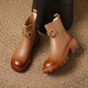 CHIKO Santanna Round Toe Block Heels Ankle Boots