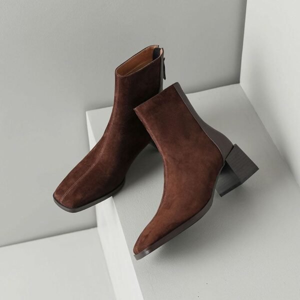 CHIKO Zaviera Square Toe Block Heels Ankle Boots