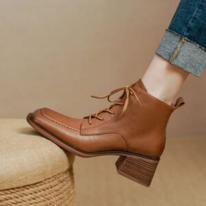 CHIKO Badru Square Toe Block Heels Ankle Boots