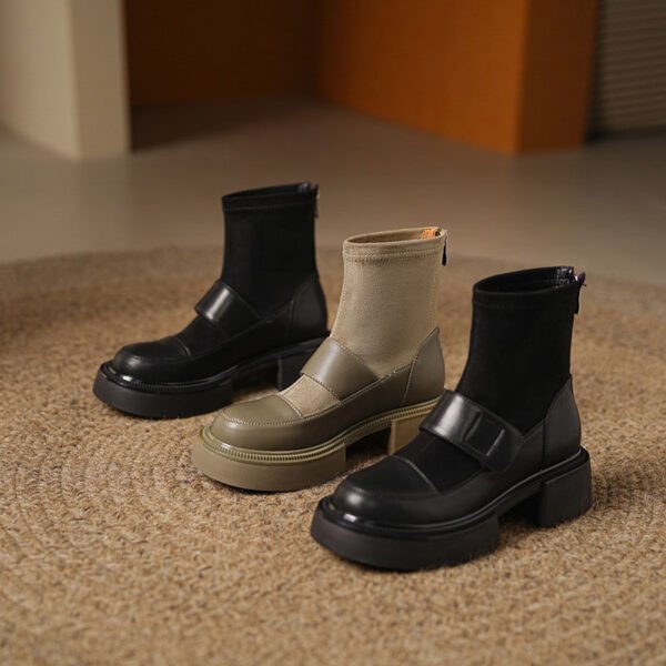 CHIKO Chriki Round Toe Block Heels Ankle Boots - Image 2