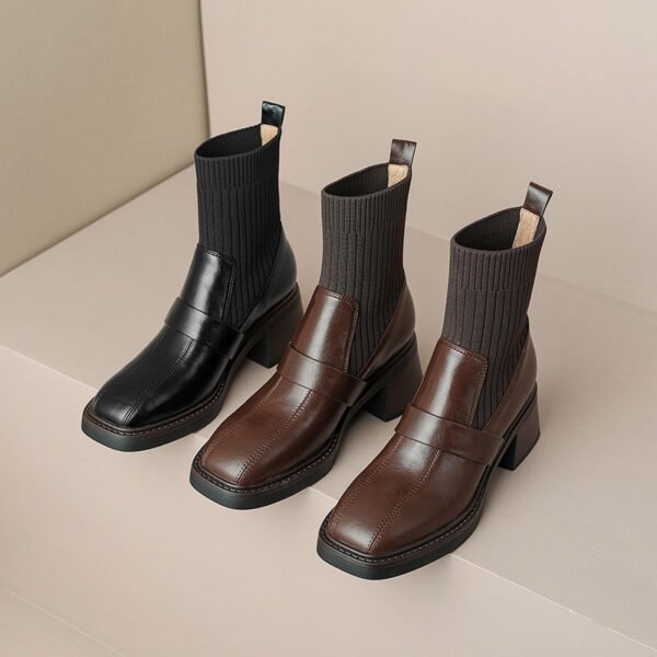 CHIKO Asiah Square Toe Block Heels Ankle Boots - Image 2