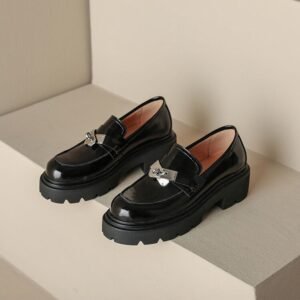 CHIKO Sanura Round Toe Block Heels Loafers Shoes